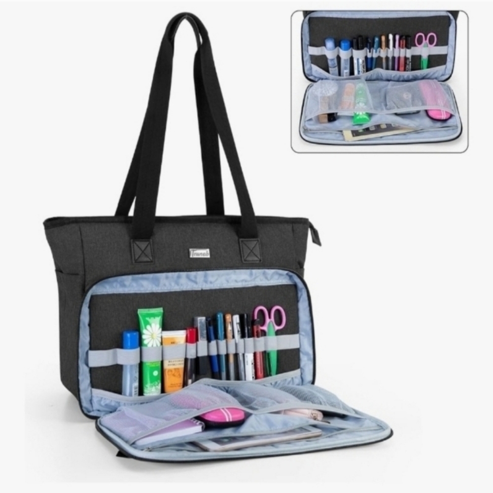 Functional Black and Gray Tote with Organizer